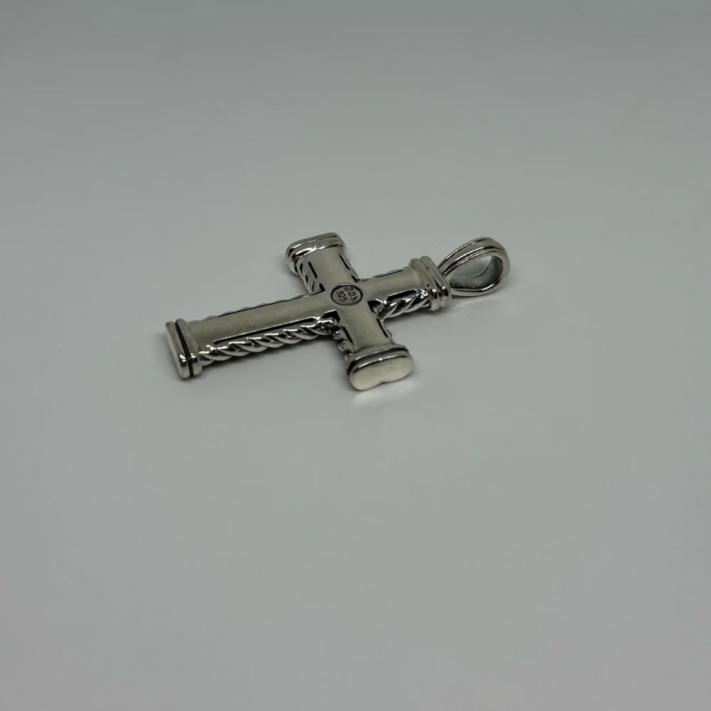 David Yurman Chevron cross pendent with paved black diamonds